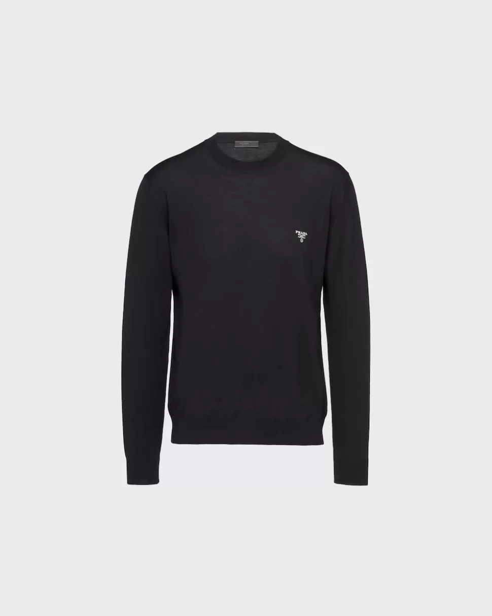 Prada Jersey De Cuello Redondo De Lana Superfina^Hombre TEJIDOS DE PUNTO