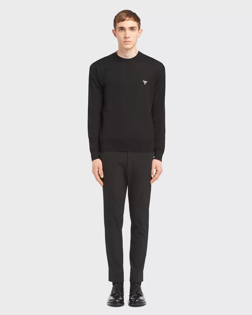 Prada Jersey De Cuello Redondo De Lana Superfina^Hombre TEJIDOS DE PUNTO