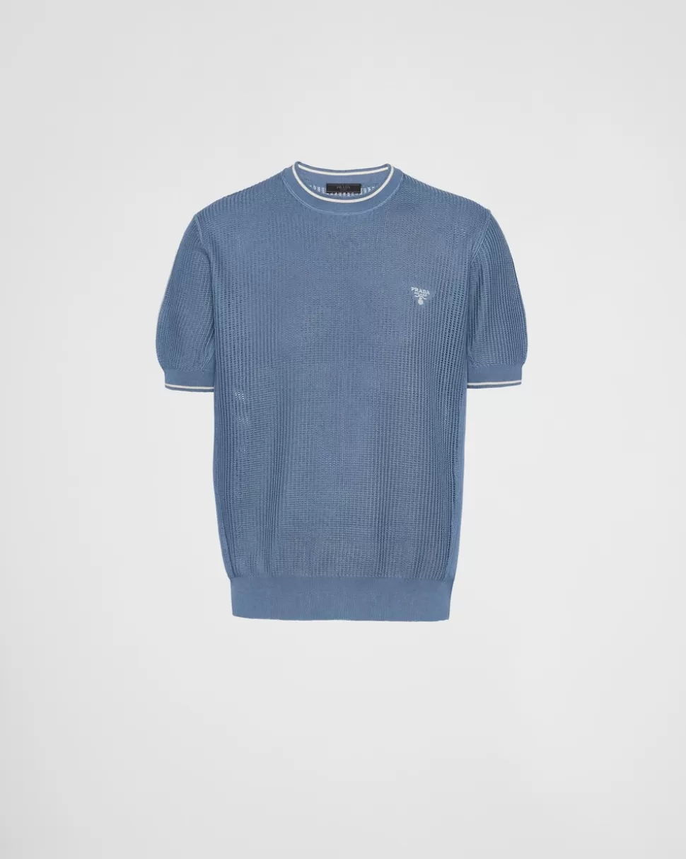 Prada Jersey De Cuello Redondo De Seda Y Algodón^Hombre TEJIDOS DE PUNTO