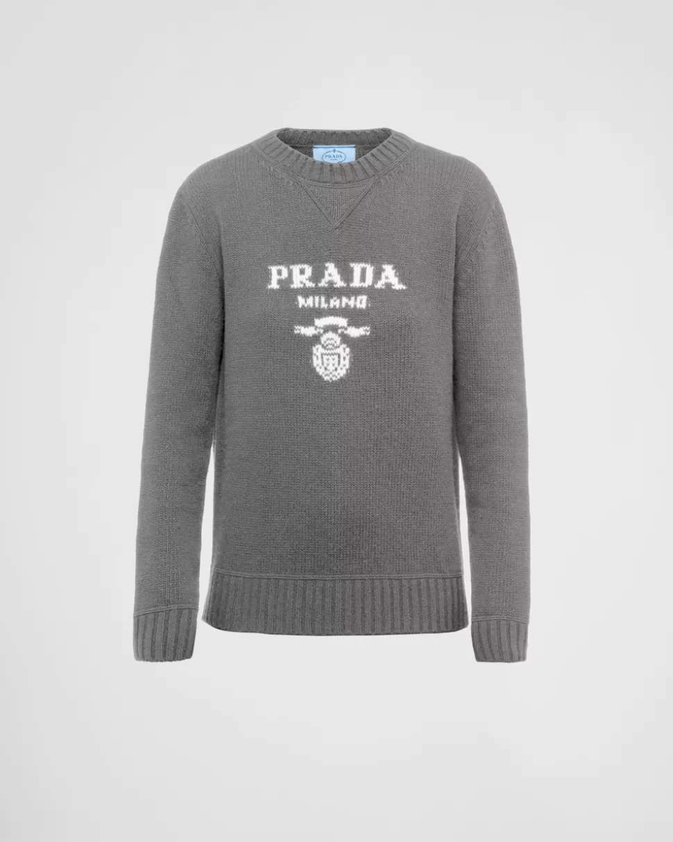 Prada Jersey En Cachemir Y Lana Con Logo ^Mujer TEJIDOS DE PUNTO