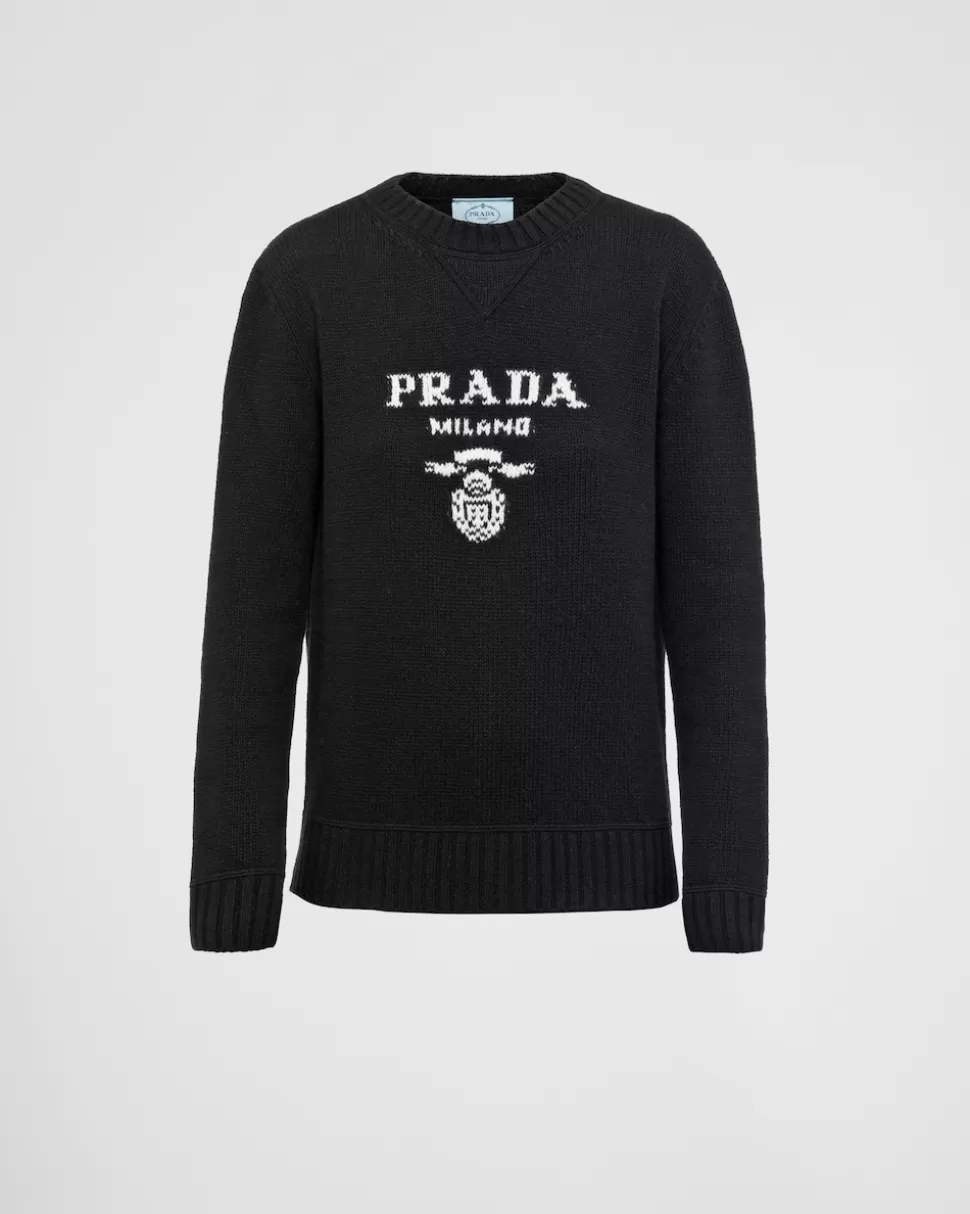 Prada Jersey En Cachemir Y Lana Con Logo ^Mujer TEJIDOS DE PUNTO