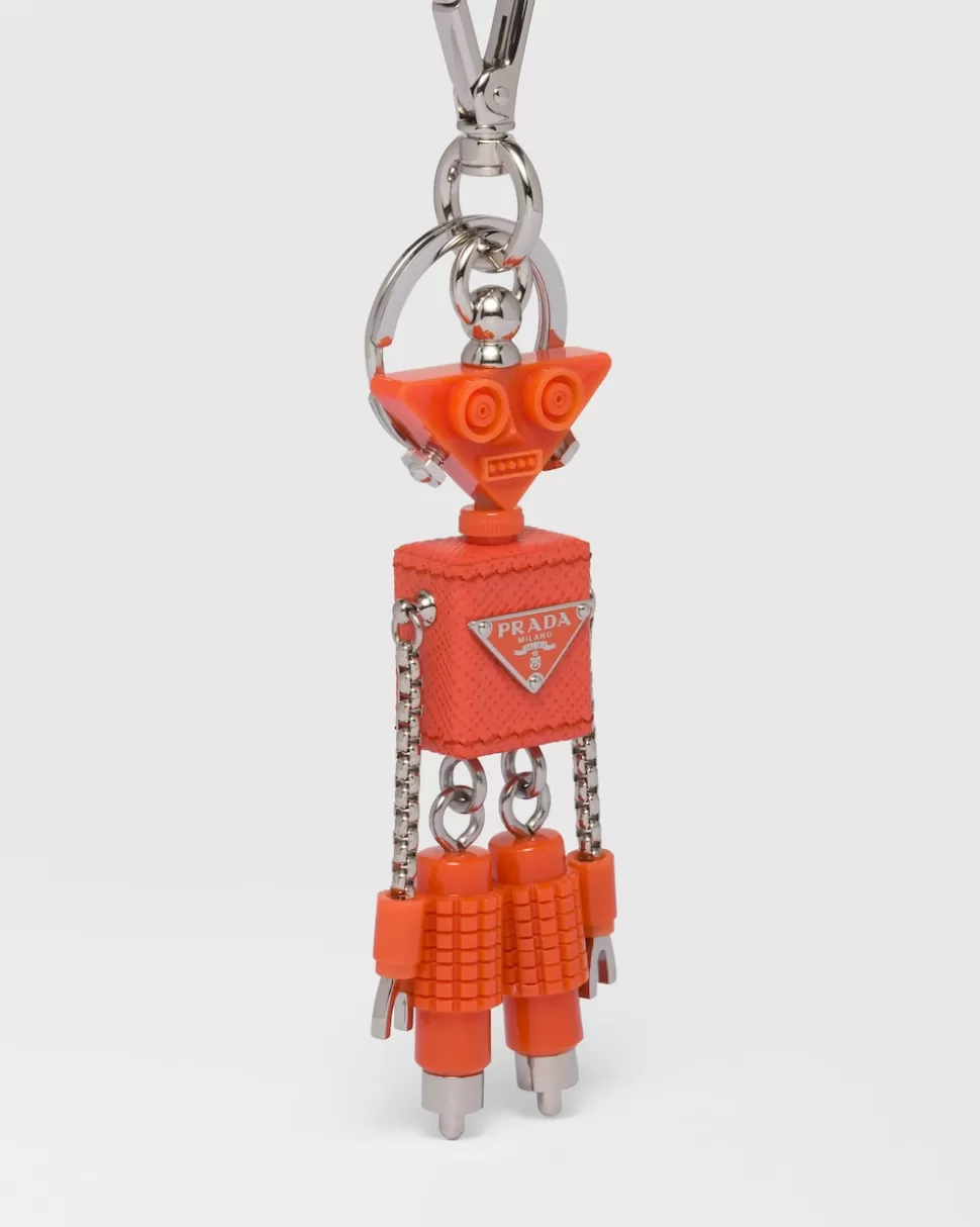 Prada Llavero De Robot En Piel Saffiano^Hombre ACCESORIOS TECNOLÓGICOS Y LLAVEROS