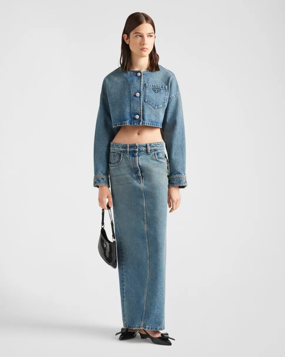 Prada Maxifalda Vaquera^Mujer TEJIDO VAQUERO