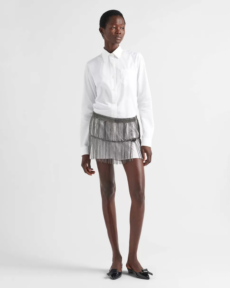 Prada Minifalda Con Flecos De Cadena Metálica^Mujer FALDAS