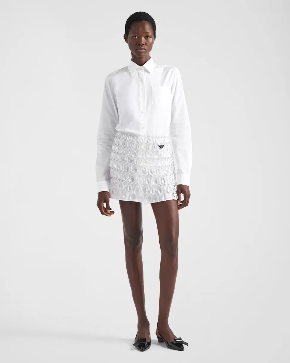 Prada Minifalda Con Flecos De Joya^Mujer FALDAS