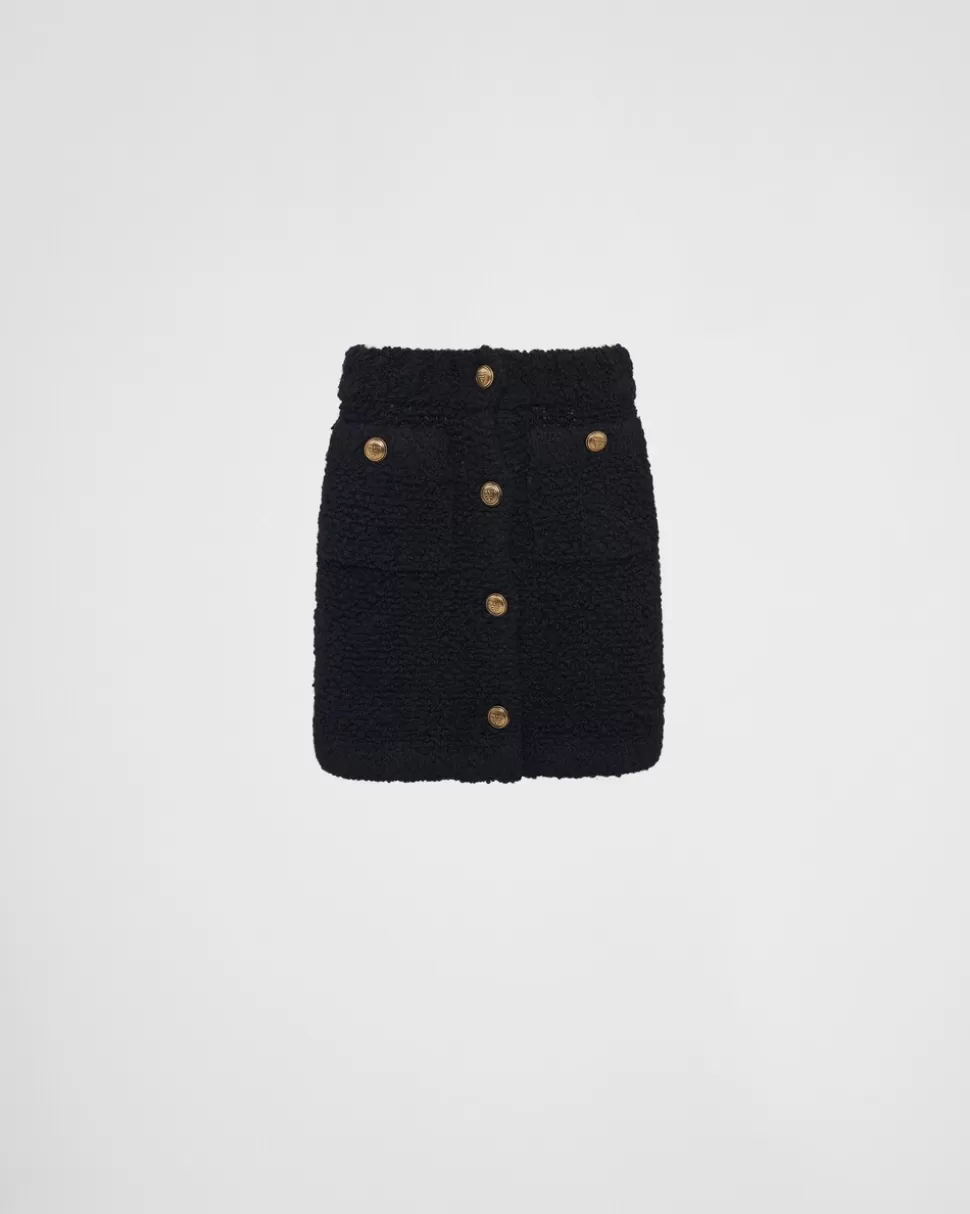 Prada Minifalda De Punto Bouclé En Mohair^Mujer TEJIDOS DE PUNTO