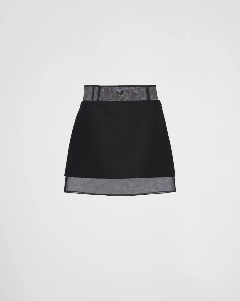 Prada Minifalda De Tejido Jaspeado Con Miriñaque^Mujer FALDAS