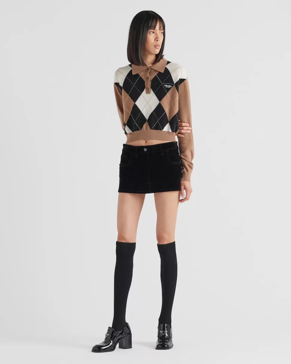 Prada Minifalda De Tejido Vaquero Aterciopelado^Mujer TEJIDO VAQUERO