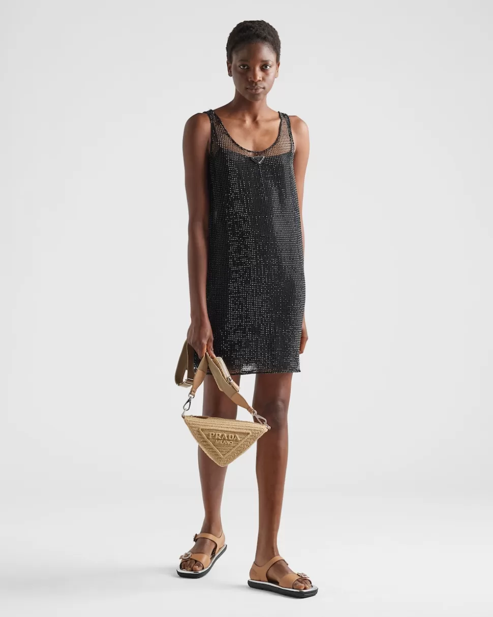 Prada Minivestido De Malla Bordado Con Pedrería^Mujer VESTIDOS