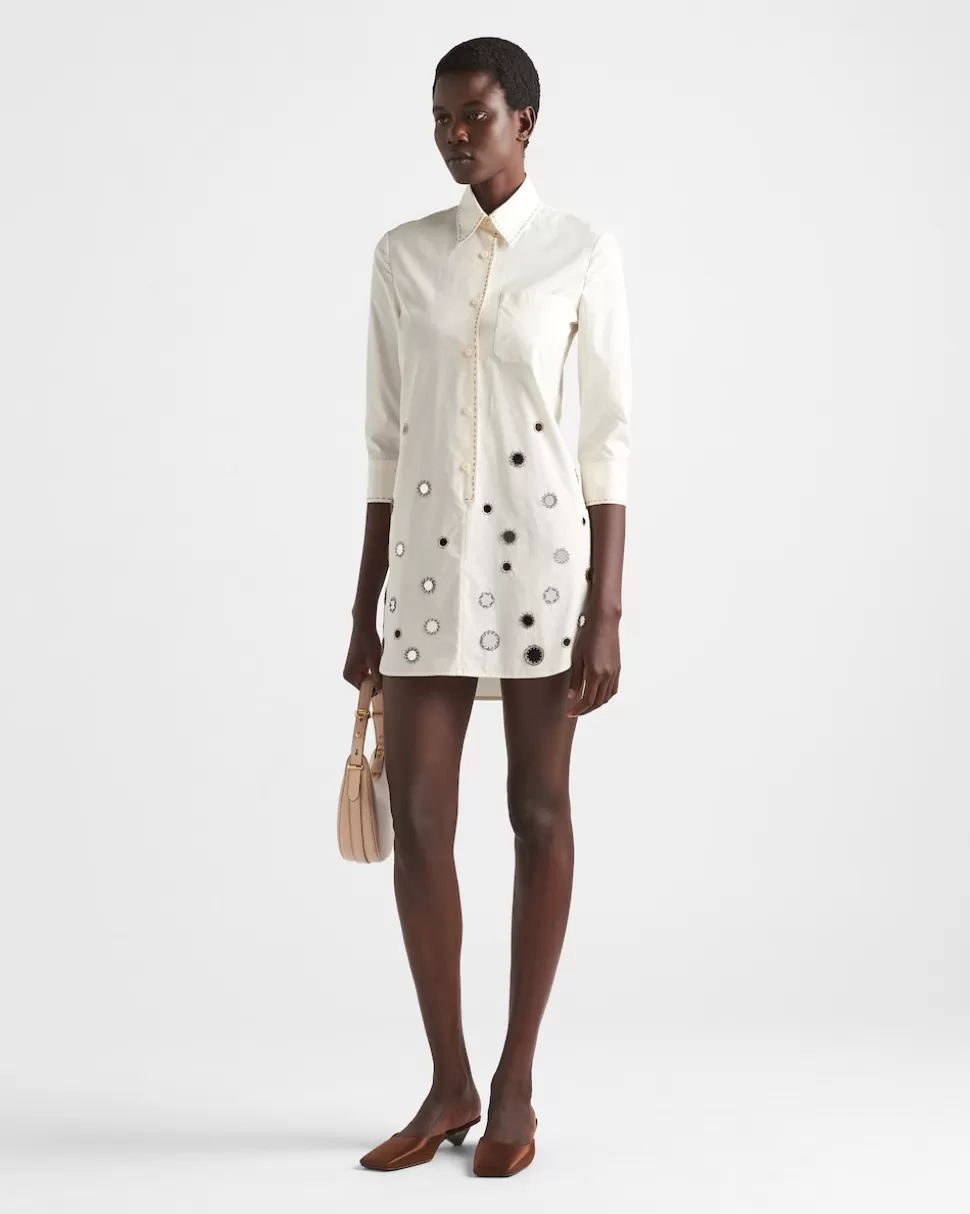 Prada Minivestido De Popelín Con Bordado^Mujer VESTIDOS