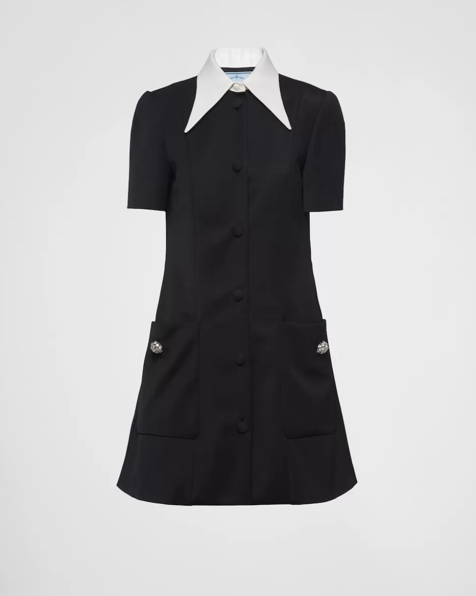 Prada Minivestido De Satén De Lana^Mujer VESTIDOS