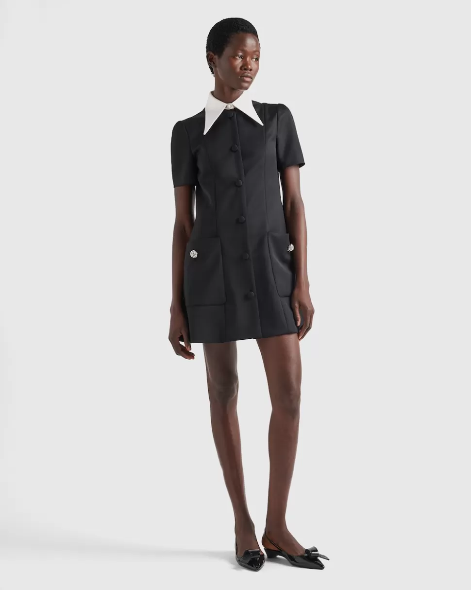 Prada Minivestido De Satén De Lana^Mujer VESTIDOS