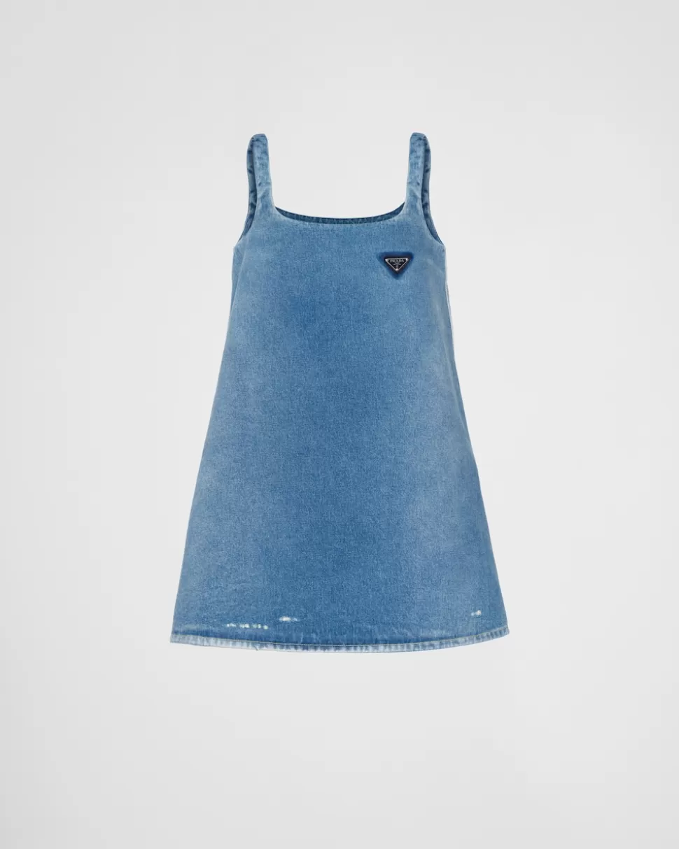 Prada Minivestido De Tejido Vaquero Orgánico^Mujer TEJIDO VAQUERO