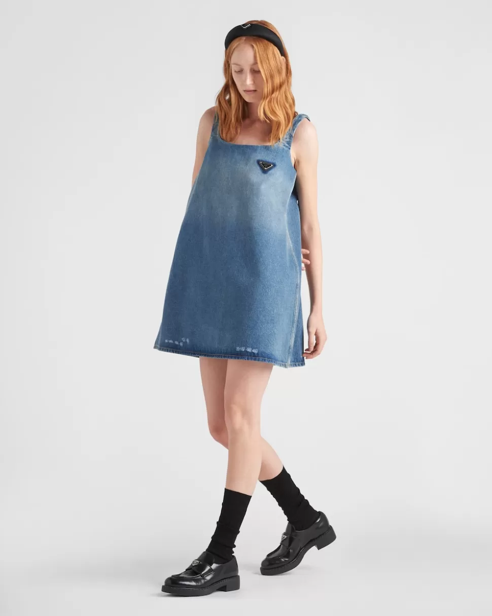 Prada Minivestido De Tejido Vaquero Orgánico^Mujer TEJIDO VAQUERO