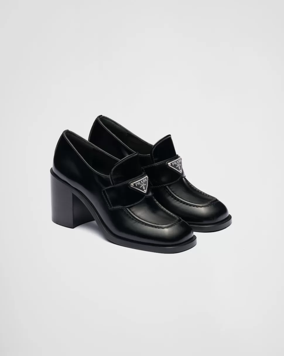 Prada Mocasines De Tacón De Piel Cepillada^Mujer MOCASINES