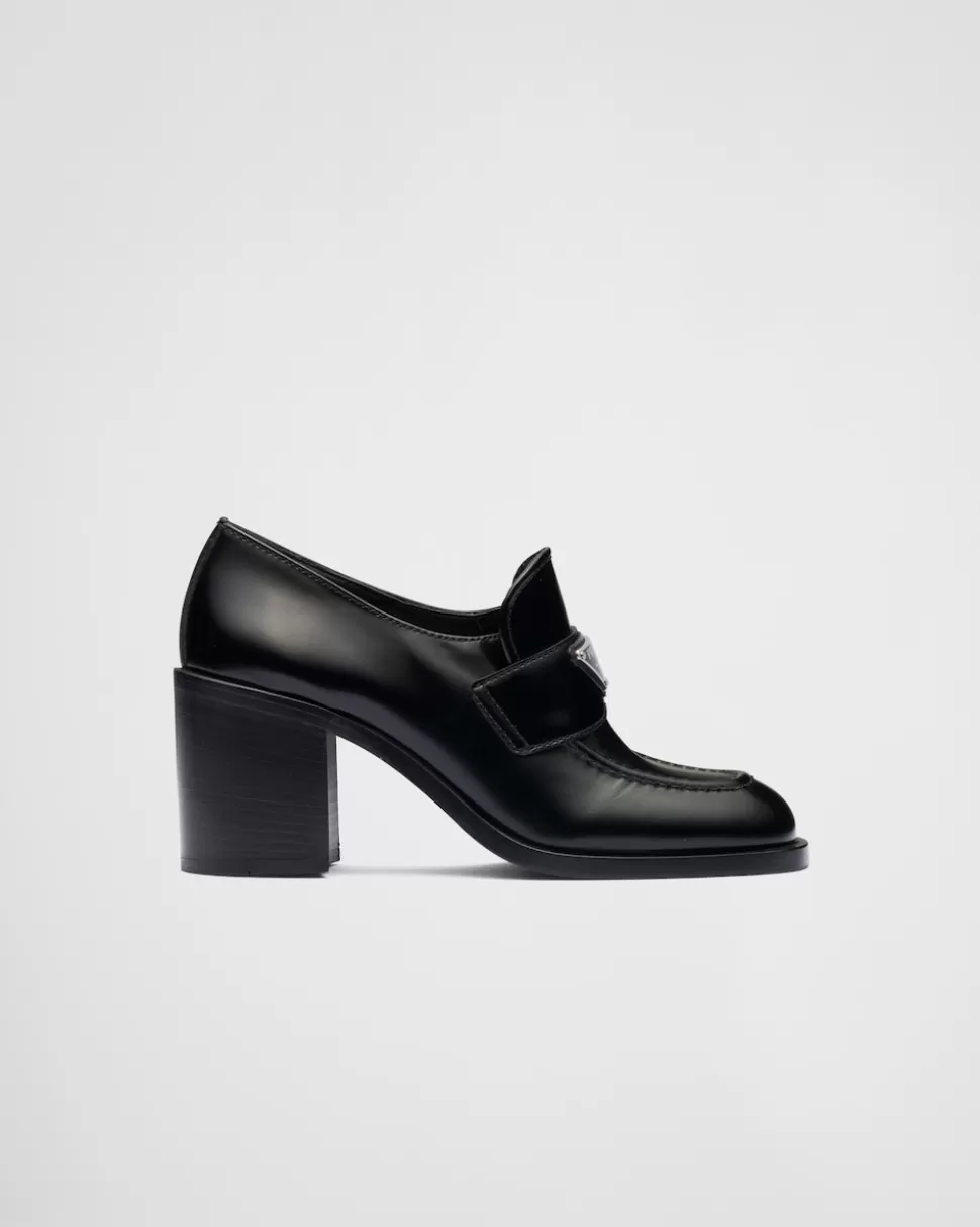 Prada Mocasines De Tacón De Piel Cepillada^Mujer MOCASINES