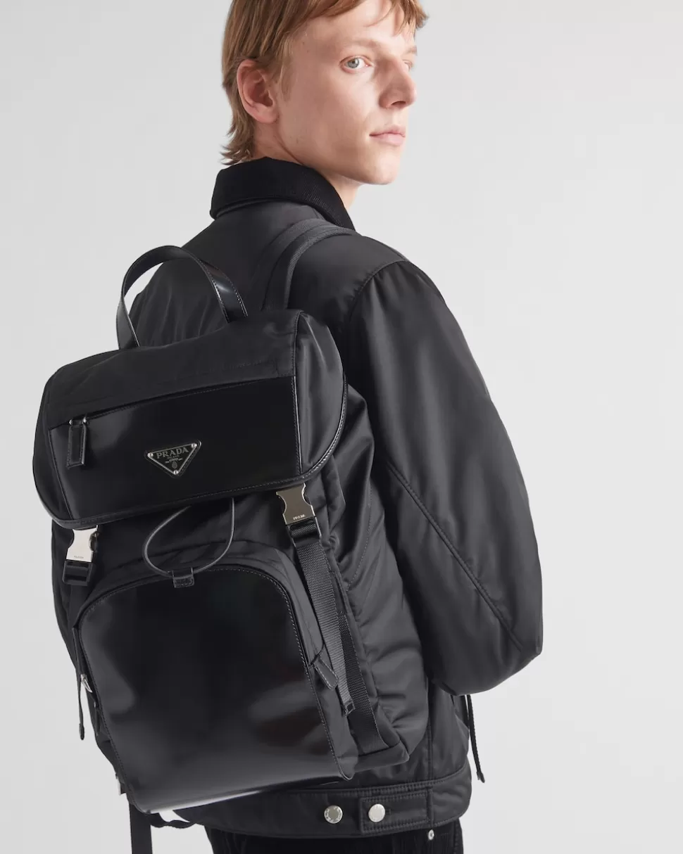 Prada Mochila De Re-nylon Y Piel Cepillada^Hombre MOCHILAS Y RIÑONERAS