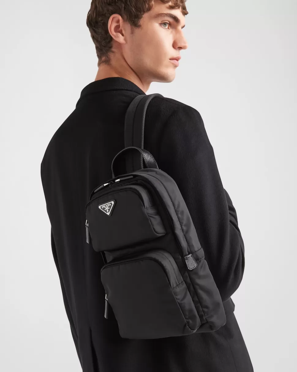 Prada Mochila De Re-nylon Y Piel Saffiano^Hombre COLECCIÓN MASCULINA | MOCHILAS Y RIÑONERAS