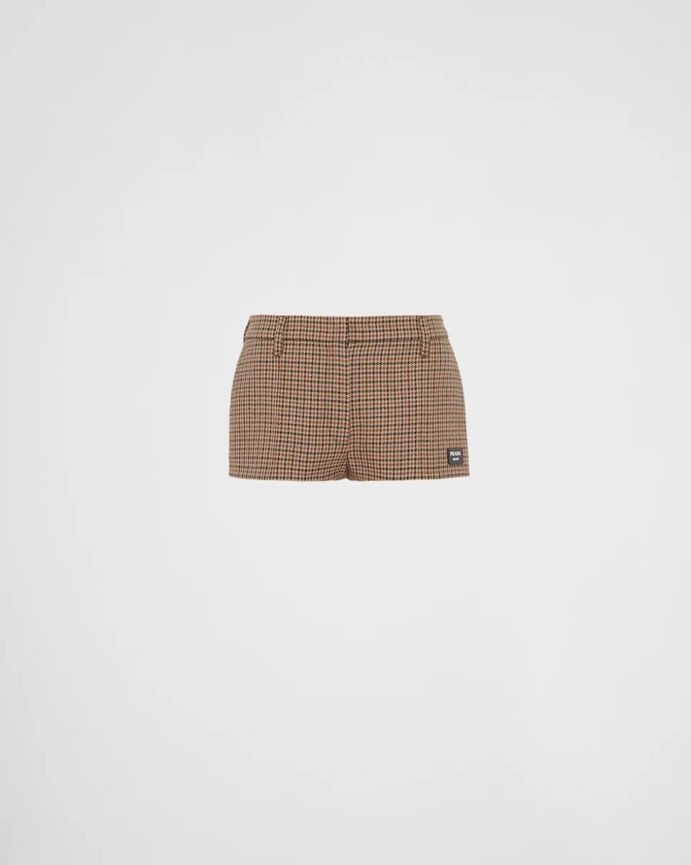 Prada Pantalones Cortos Con Motivo De Pata De Gallo^Mujer PANTALONES LARGOS Y CORTOS