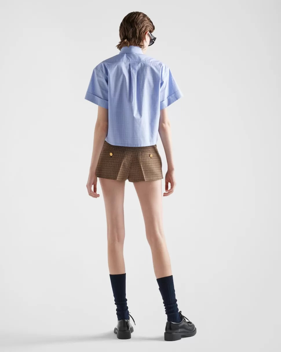 Prada Pantalones Cortos Con Motivo De Pata De Gallo^Mujer PANTALONES LARGOS Y CORTOS