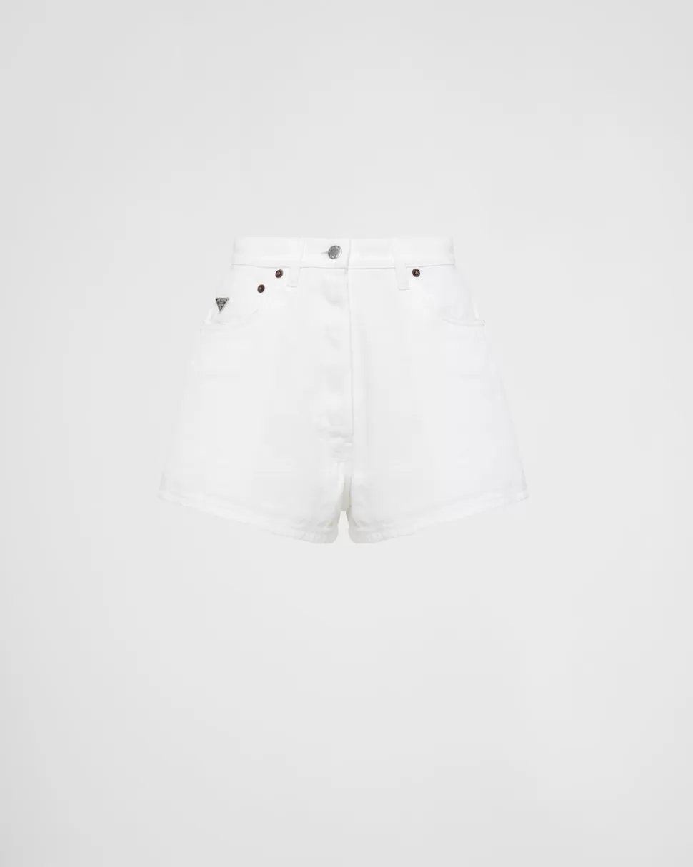 Prada Pantalones Cortos De Bull Denim^Mujer TEJIDO VAQUERO