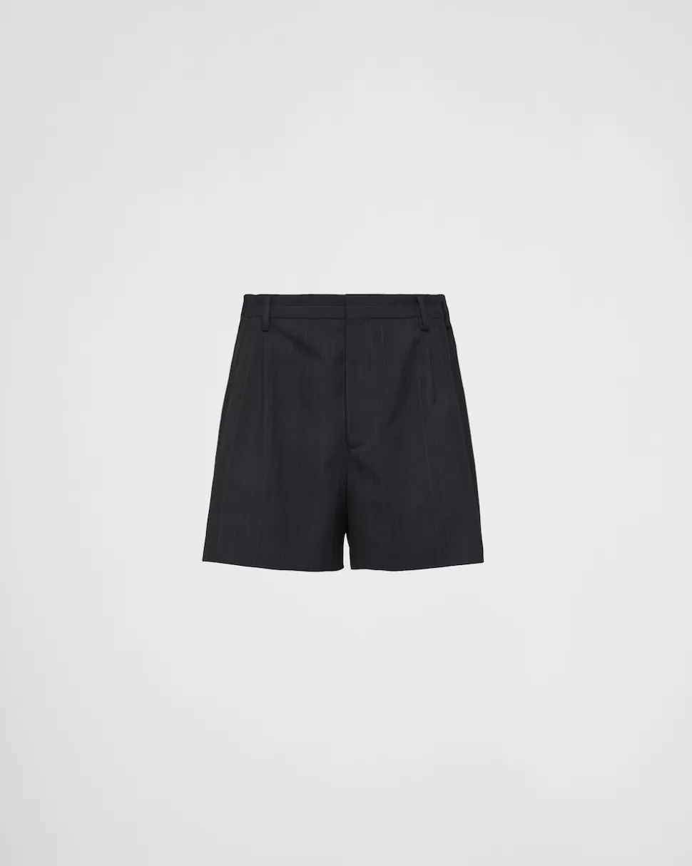 Prada Pantalones Cortos De Lana^Hombre PANTALONES Y BERMUDAS