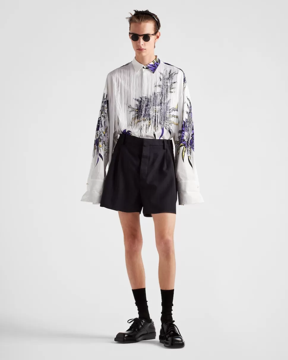 Prada Pantalones Cortos De Lana^Hombre PANTALONES Y BERMUDAS