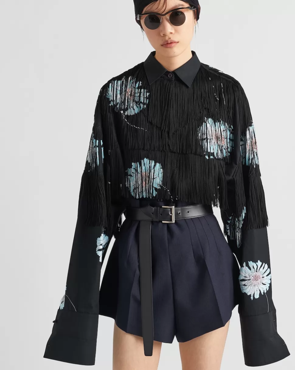 Prada Pantalones Cortos De Lana Con Raya Diplomática^Mujer PANTALONES LARGOS Y CORTOS