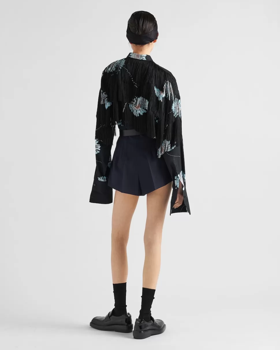 Prada Pantalones Cortos De Lana Con Raya Diplomática^Mujer PANTALONES LARGOS Y CORTOS