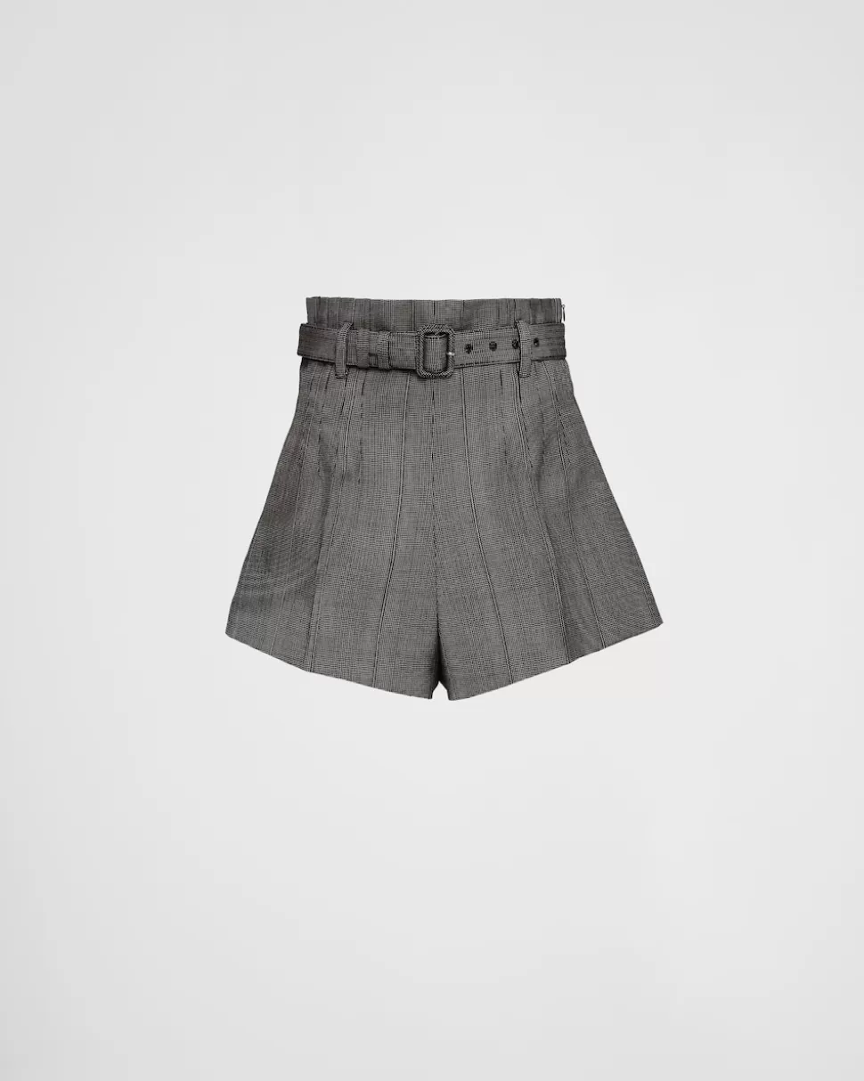 Prada Pantalones Cortos De Lana Con Raya Diplomática^Mujer PANTALONES LARGOS Y CORTOS