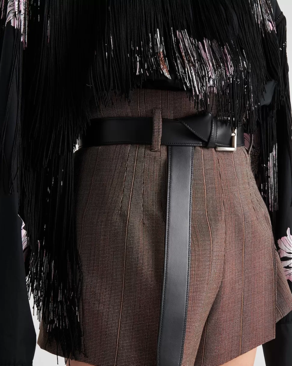 Prada Pantalones Cortos De Lana Con Raya Diplomática^Mujer PANTALONES LARGOS Y CORTOS