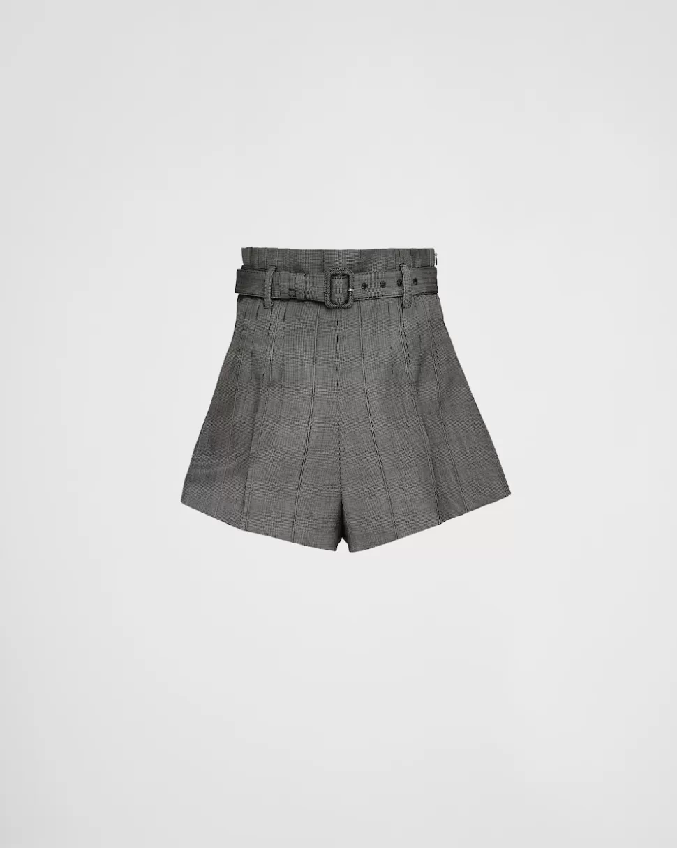 Prada Pantalones Cortos De Lana Con Raya Diplomática^Mujer PANTALONES LARGOS Y CORTOS