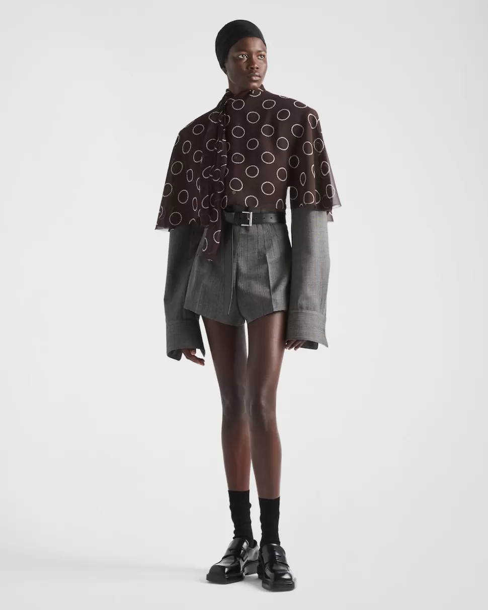 Prada Pantalones Cortos De Lana Con Raya Diplomática^Mujer PANTALONES LARGOS Y CORTOS