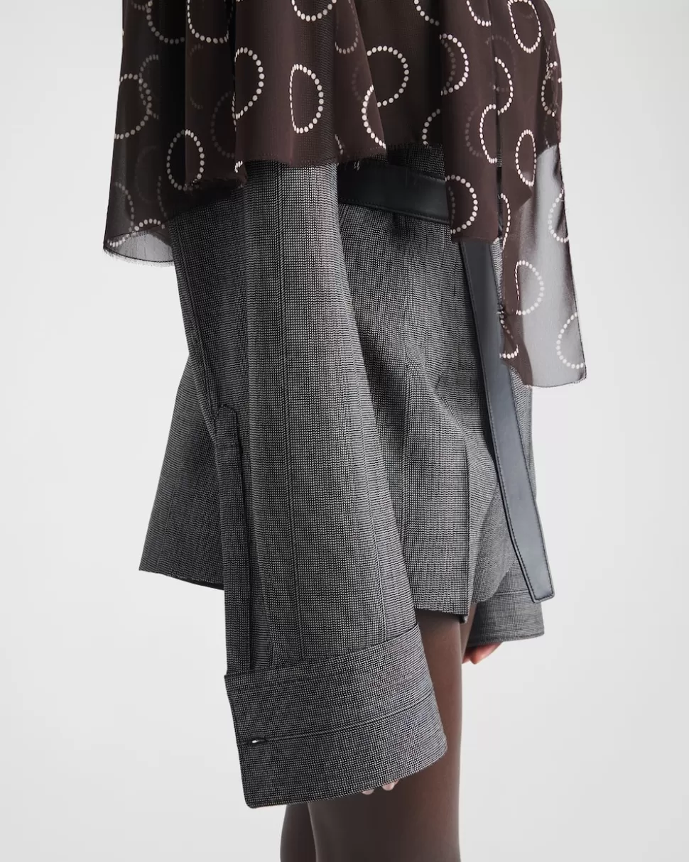 Prada Pantalones Cortos De Lana Con Raya Diplomática^Mujer PANTALONES LARGOS Y CORTOS