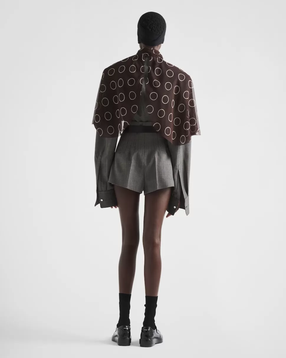 Prada Pantalones Cortos De Lana Con Raya Diplomática^Mujer PANTALONES LARGOS Y CORTOS