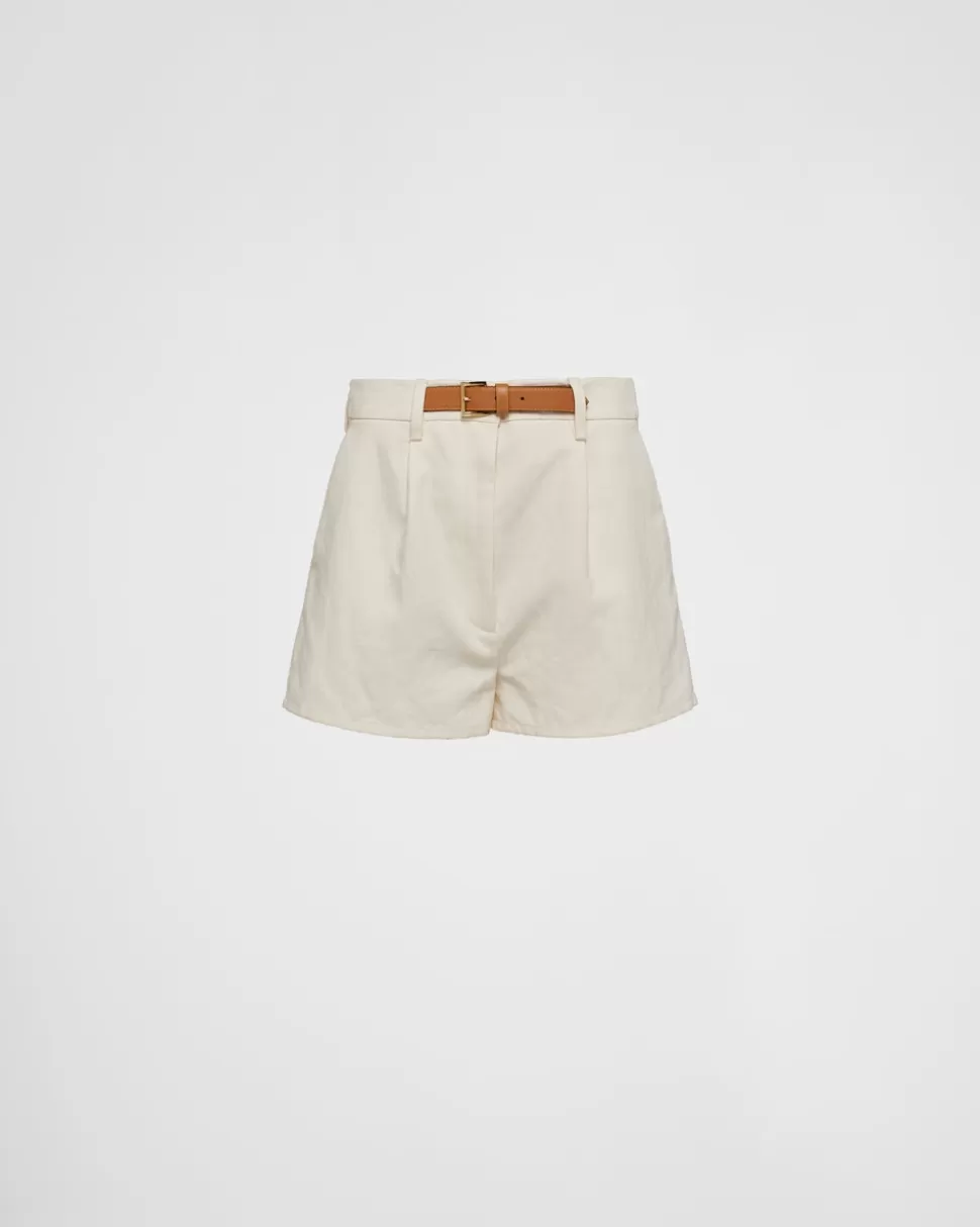 Prada Pantalones Cortos De Lona^Mujer PANTALONES LARGOS Y CORTOS