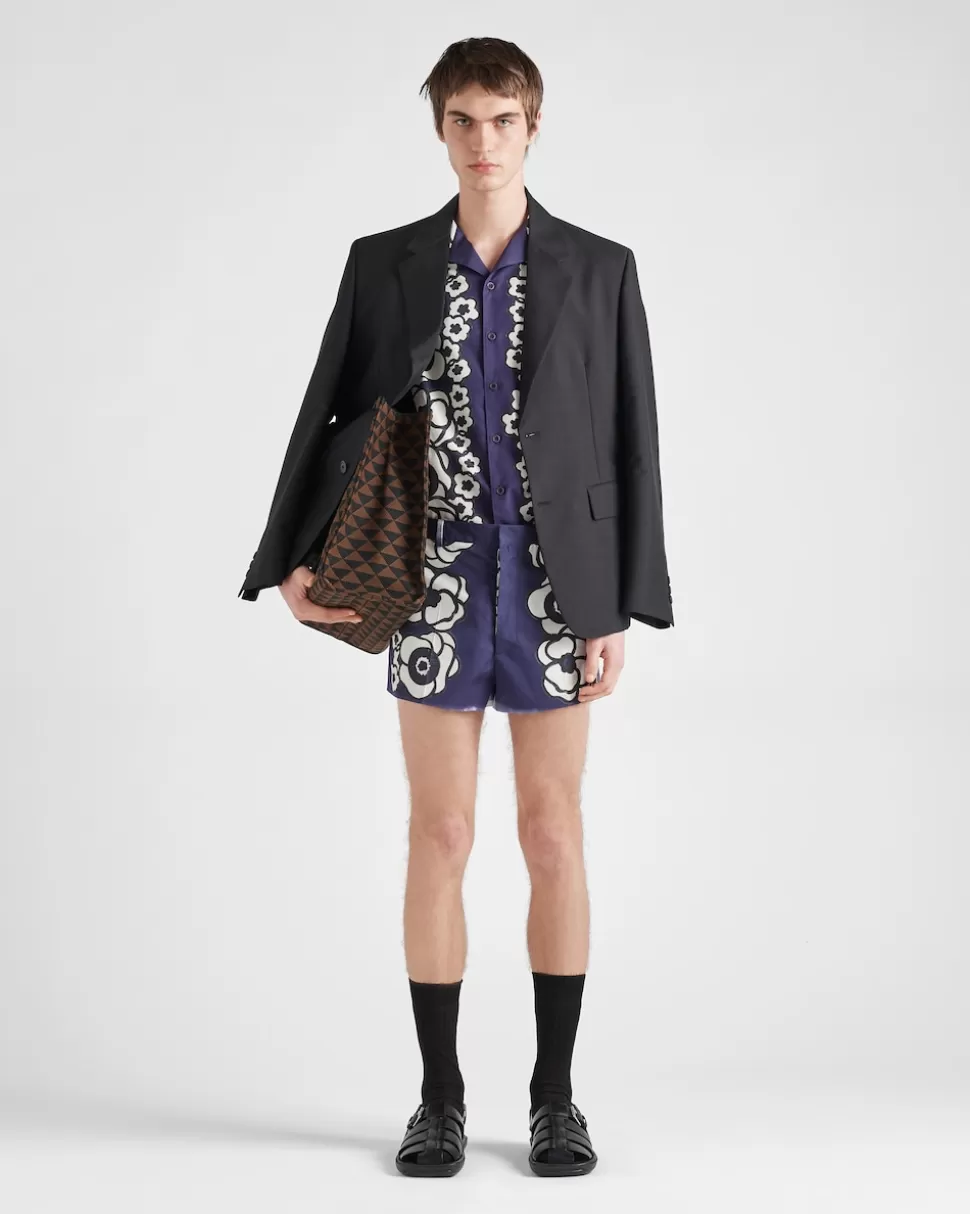Prada Pantalones Cortos De Popelín^Hombre PANTALONES Y BERMUDAS