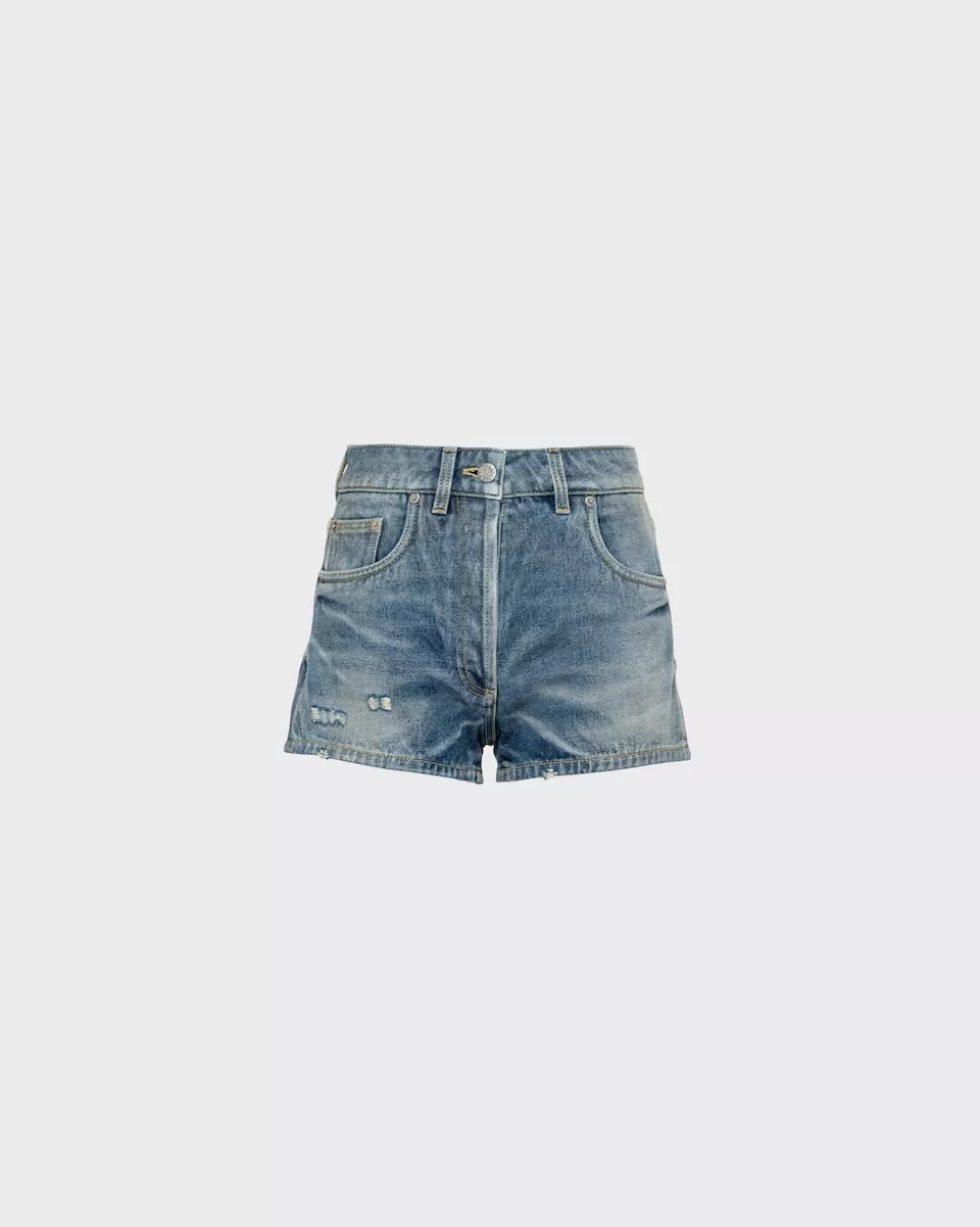 Prada Pantalones Cortos De Tejido Vaquero Orgánico^Mujer TEJIDO VAQUERO