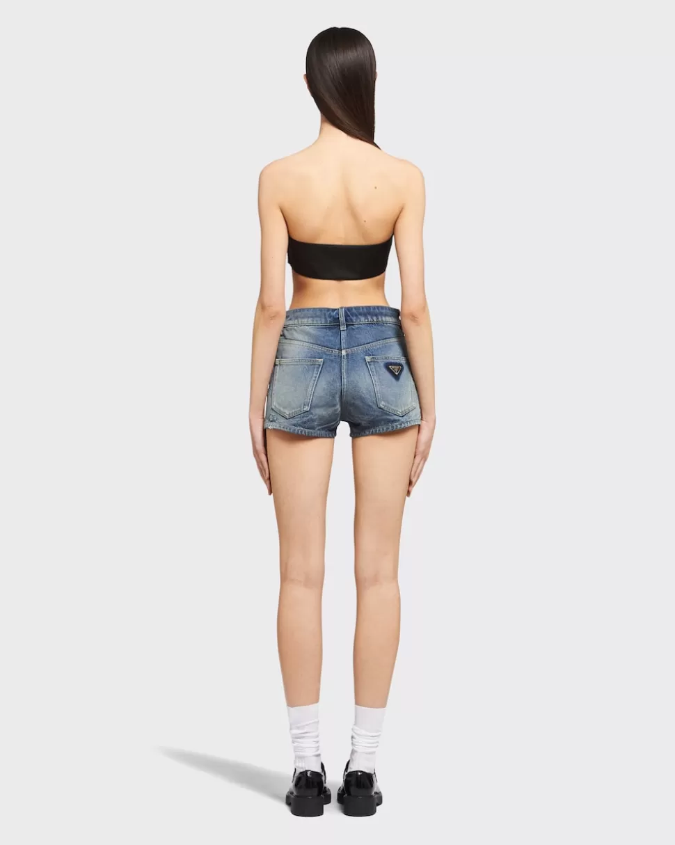 Prada Pantalones Cortos De Tejido Vaquero Orgánico^Mujer TEJIDO VAQUERO