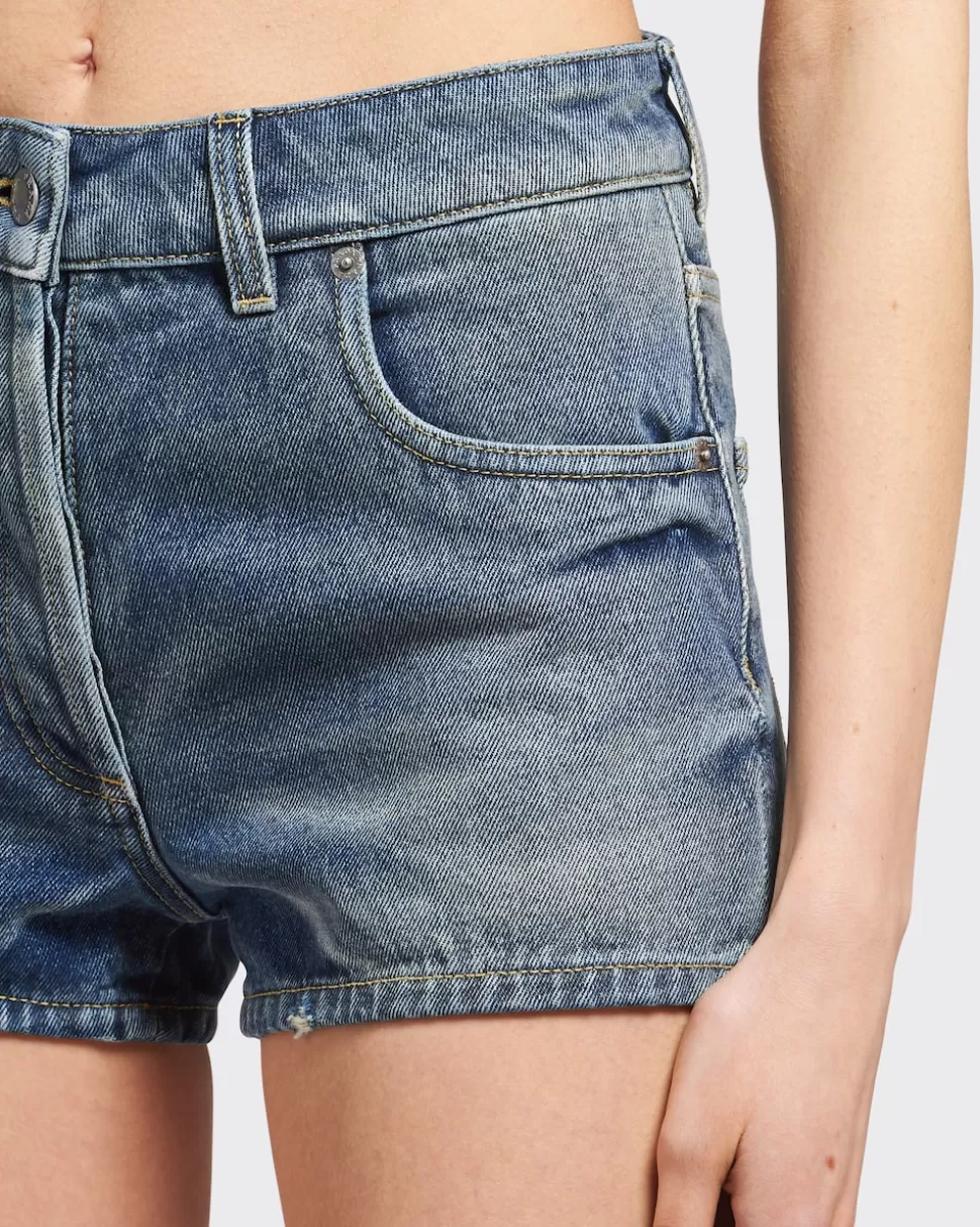 Prada Pantalones Cortos De Tejido Vaquero Orgánico^Mujer TEJIDO VAQUERO