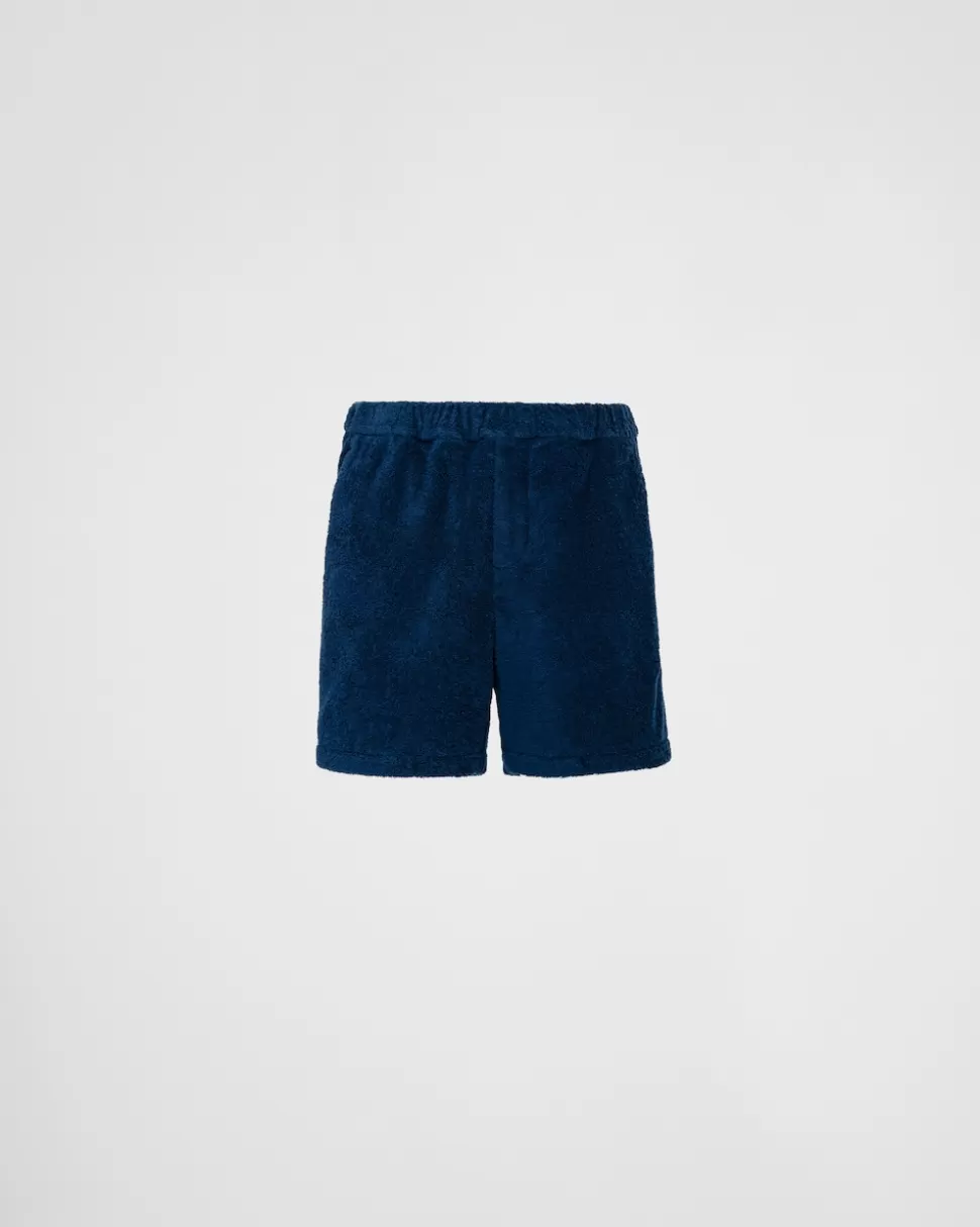 Prada Pantalones Cortos De Tela De Rizo En Algodón^Hombre PANTALONES Y BERMUDAS