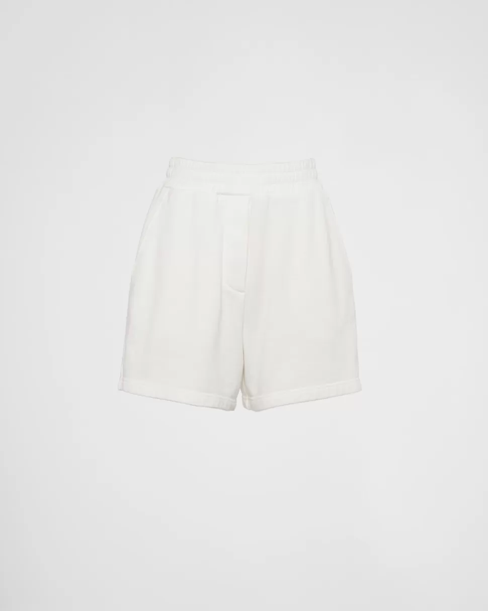 Prada Pantalones Cortos En Felpa De Algodón^Mujer CAMISETAS Y SUDADERAS