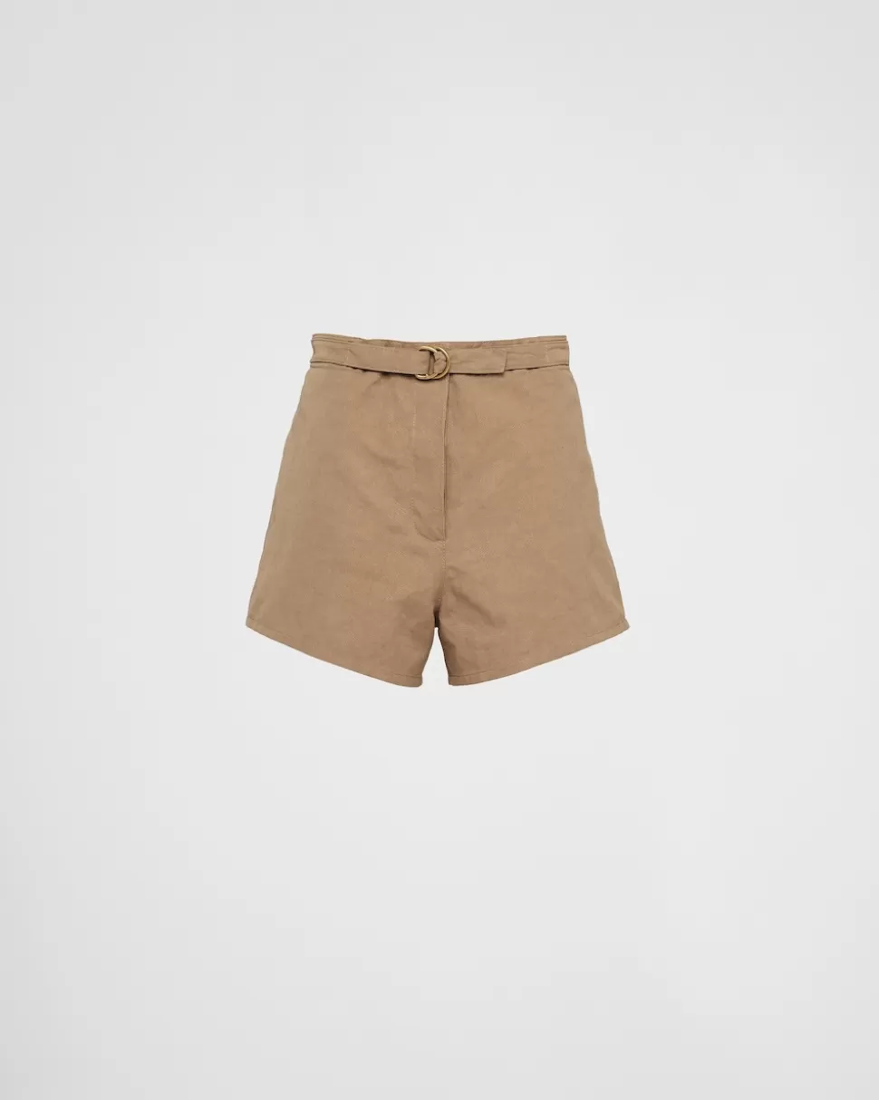 Prada Pantalones Cortos En Panamá De Algodón Y Lino^Mujer PANTALONES LARGOS Y CORTOS