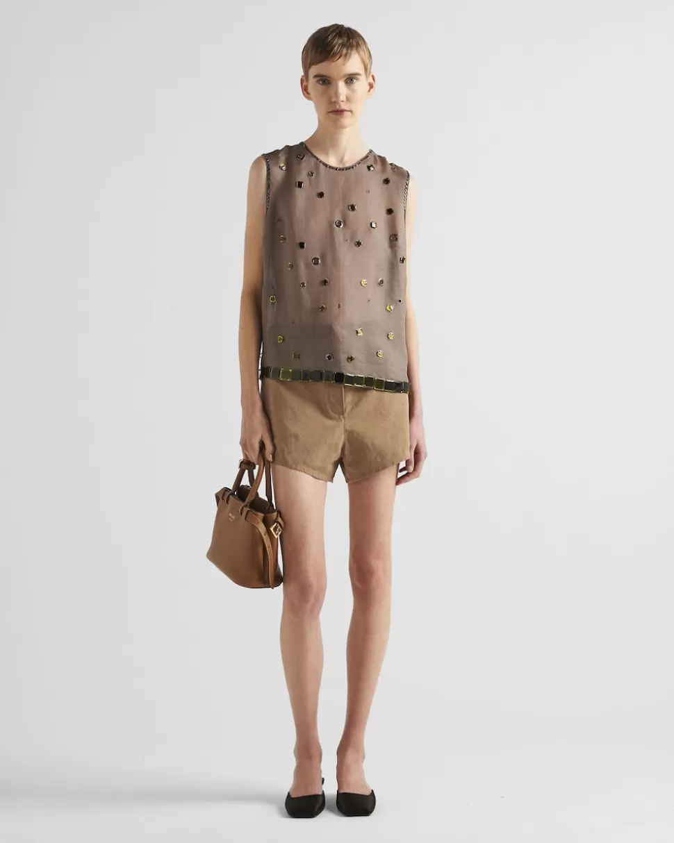 Prada Pantalones Cortos En Panamá De Algodón Y Lino^Mujer PANTALONES LARGOS Y CORTOS