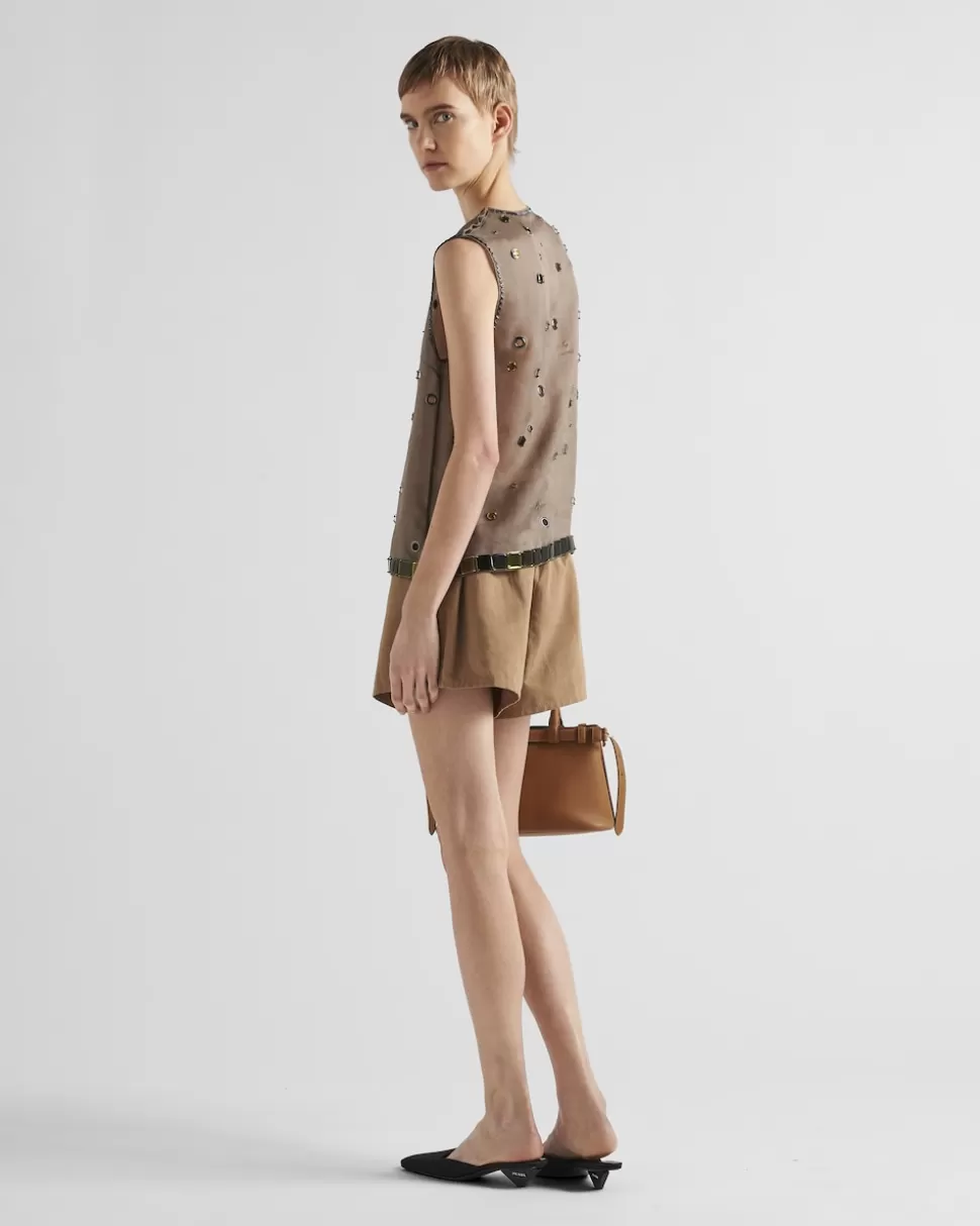 Prada Pantalones Cortos En Panamá De Algodón Y Lino^Mujer PANTALONES LARGOS Y CORTOS