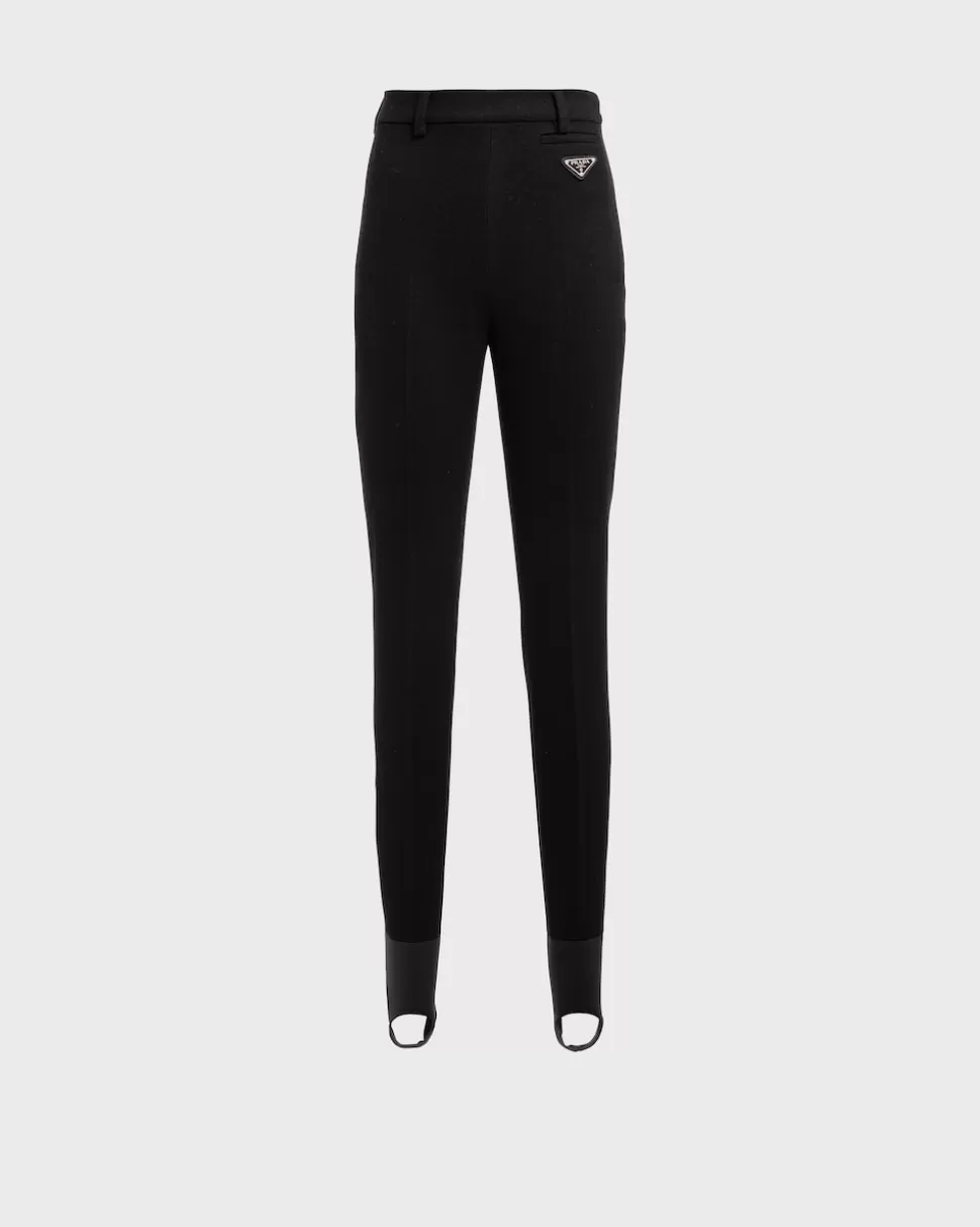 Prada Pantalones De Franela Elástica^Mujer PANTALONES LARGOS Y CORTOS