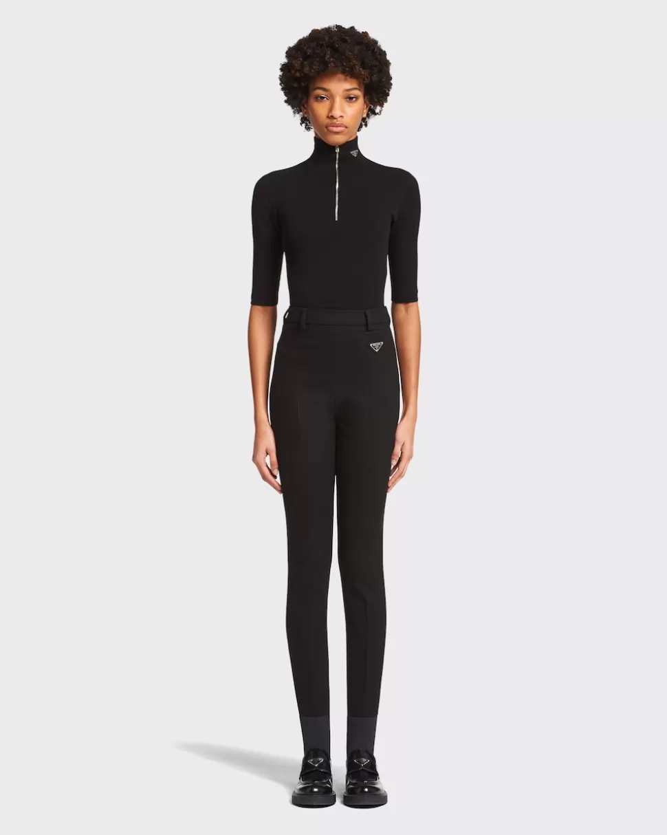 Prada Pantalones De Franela Elástica^Mujer PANTALONES LARGOS Y CORTOS