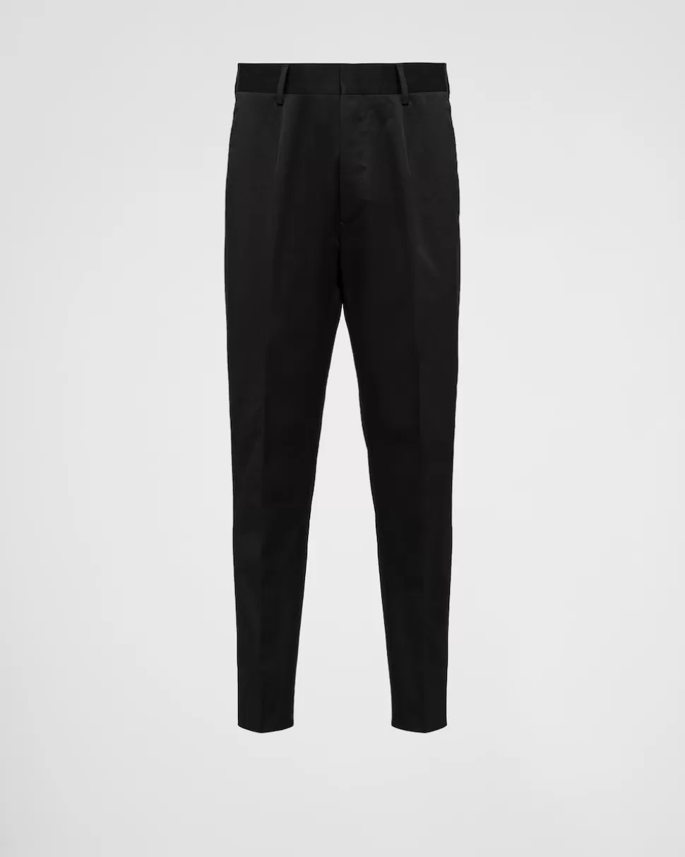 Prada Pantalones De Gabardina De Algodón^Hombre PANTALONES Y BERMUDAS