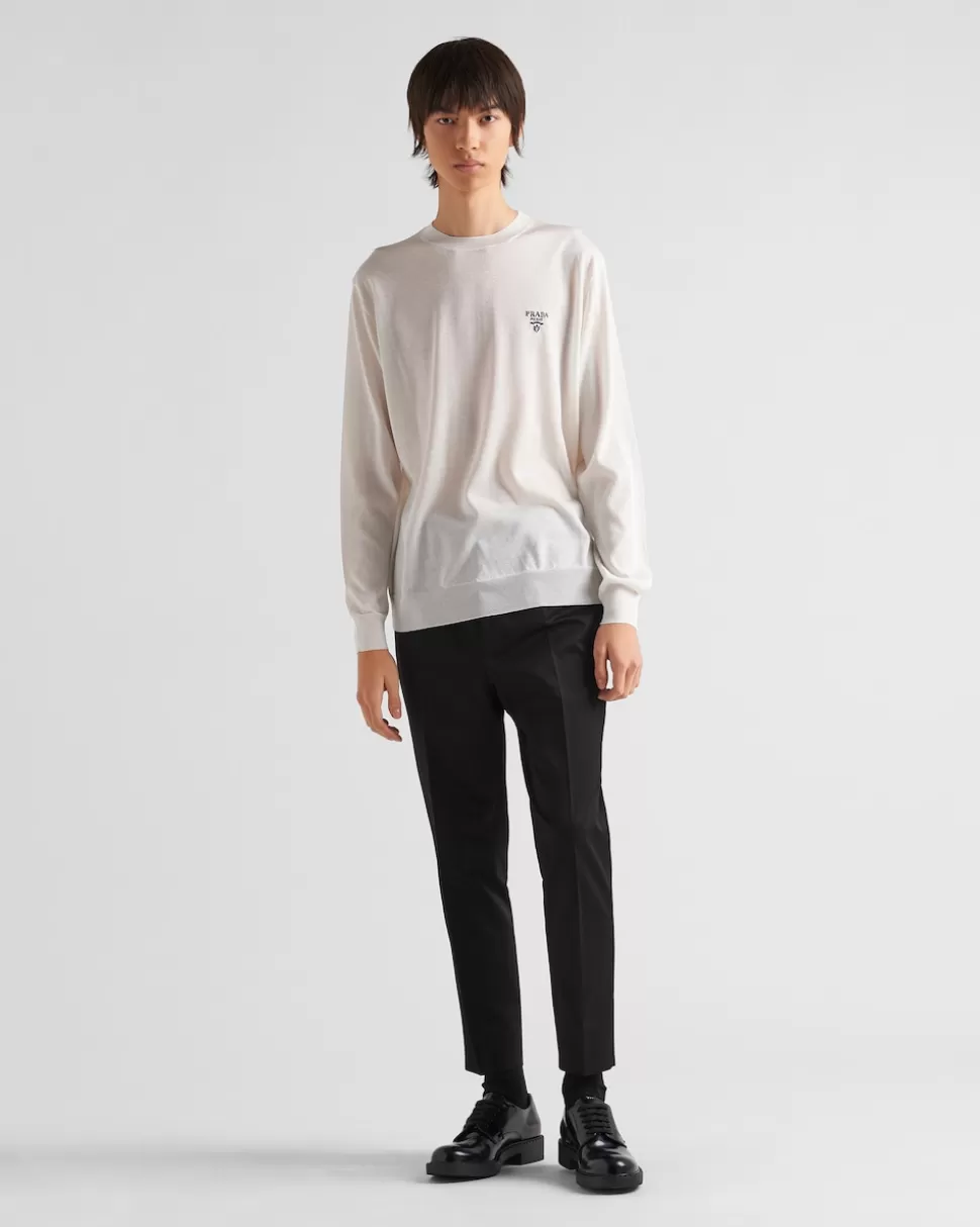 Prada Pantalones De Gabardina De Algodón^Hombre PANTALONES Y BERMUDAS
