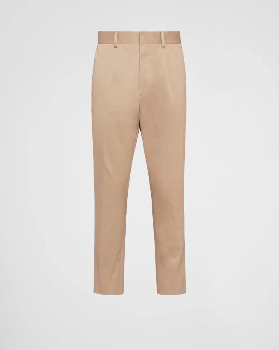 Prada Pantalones De Gabardina De Algodón^Hombre PANTALONES Y BERMUDAS
